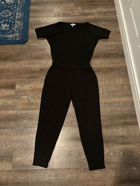 Michael Stars Black Short-Sleeve Elastic-Waist Jumpsuit